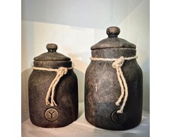 Brynxz decoratie pot- Pot and Top with Rope Majestic Brown L Breed 15 cm Hoog 24 cm- Moederdag- Sint- Kerst- woondecoratie
