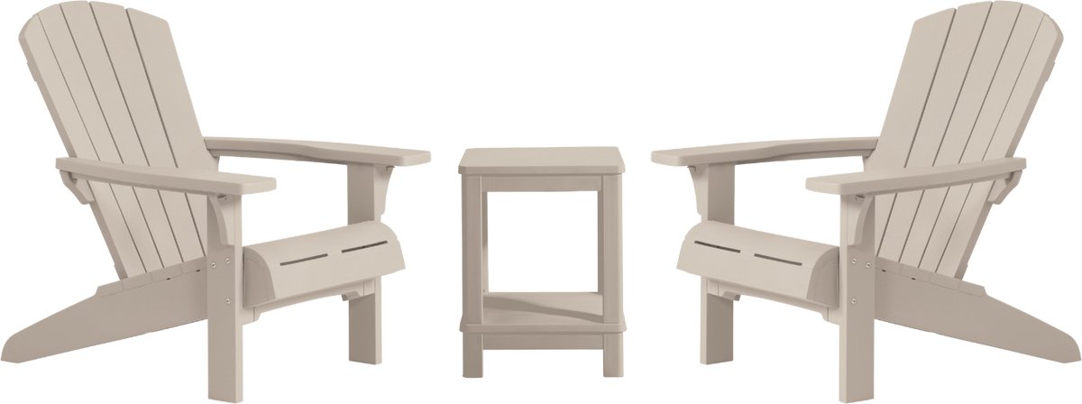Keter Troy Adirondack Tuinstoelen + Deluxe bijzettafel - Soft Beige