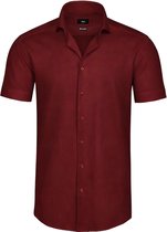 Heren Overhemd korte Mouwen - Bordeaux Rood - Blouse