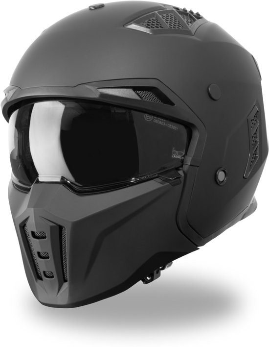 VINZ Shuto Jethelm met Zonnevizier & Mondstuk - Scooter Helm & Motorhelm & Brommerhelm - Mat Zwart - XXL
