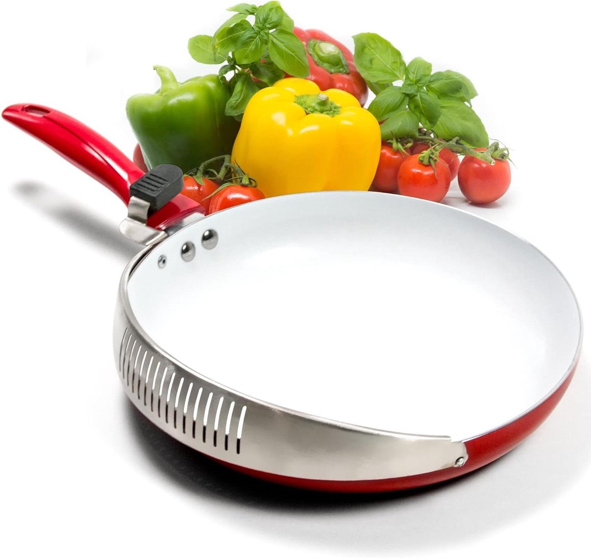 Koekenpan met Zeef - Koekenpan Zeef - Eten Bereiden - Dubbele Functie - 25 cm - Zwart
