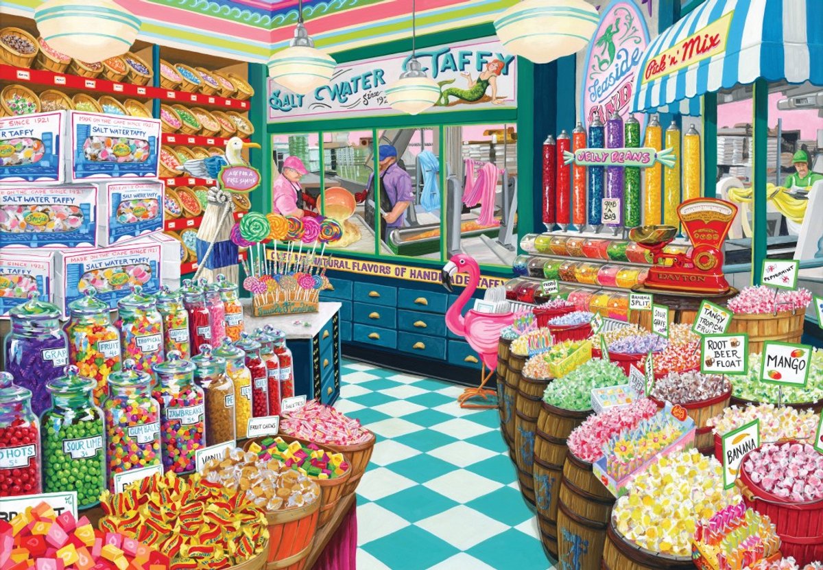 Bluebird Puzzle legpuzzel Taffy Shop - 1000 stukjes kleurrijk speelgoed.