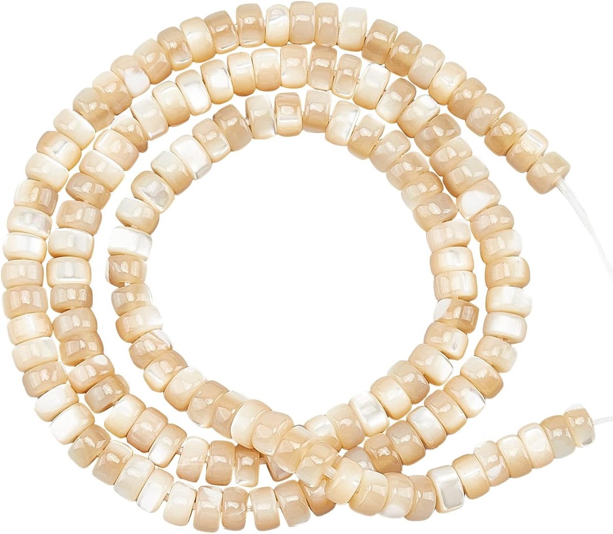 Natuurlijke Trochid Shell Heishi Kralen, 4mm Platte Ronde Schijf Kralen voor Sieraden Maken, DIY Kralen Set van 196 Stuks