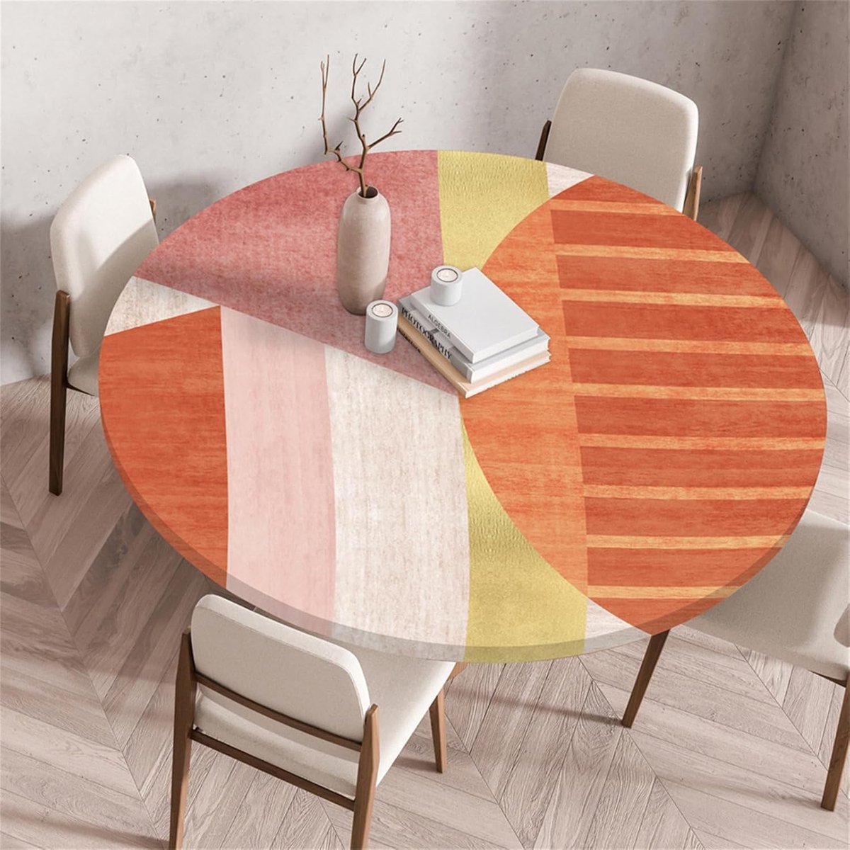 Rond Tafelkleed - Afveegbaar Kleed - Keuken Beschermen - Elastische Rand - 80 cm - Oranje