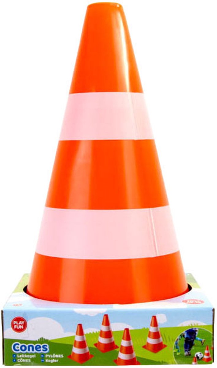 Jonotoys verkeerspionnen speelgoed set oranje-wit 4 stuks kunststof.
