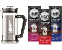 Bialetti Coffee Press Presioza 350ml + Bialetti koffie proefpakket 3 x 250gr