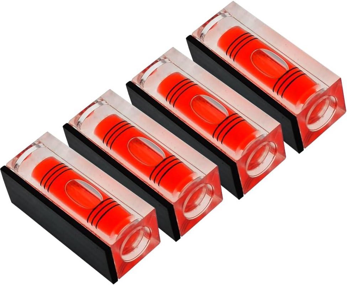 Mini Waterpas - Niveau Bubbel - Precisie Meten - Drie Lijnen Ontwerp - 40x17.5x15mm - Rood