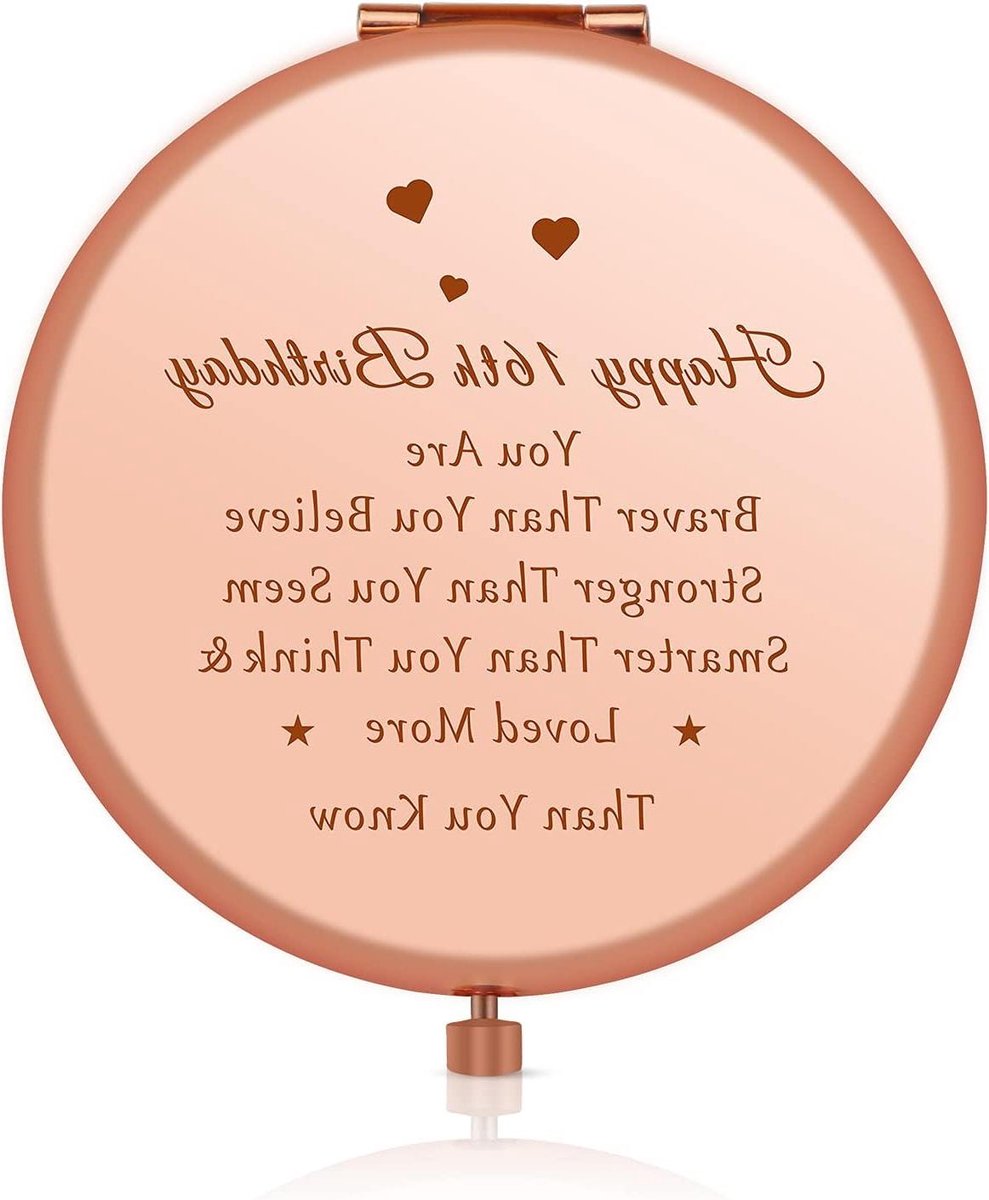 Compacte Make-upspiegel - Reisspiegel Zakspiegel - Make-up aanbrengen - Dubbelzijdig met 2x vergroting - 65 mm - Roségoud