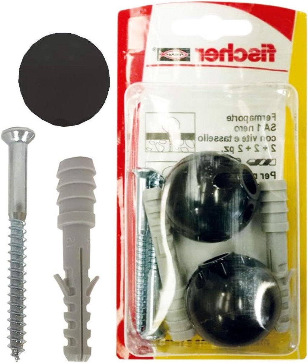 Deurstopper Set - Vloerstopper Deur - Bescherming Muur - Met Pluggen Schroeven - 2 Stuks - Zwart