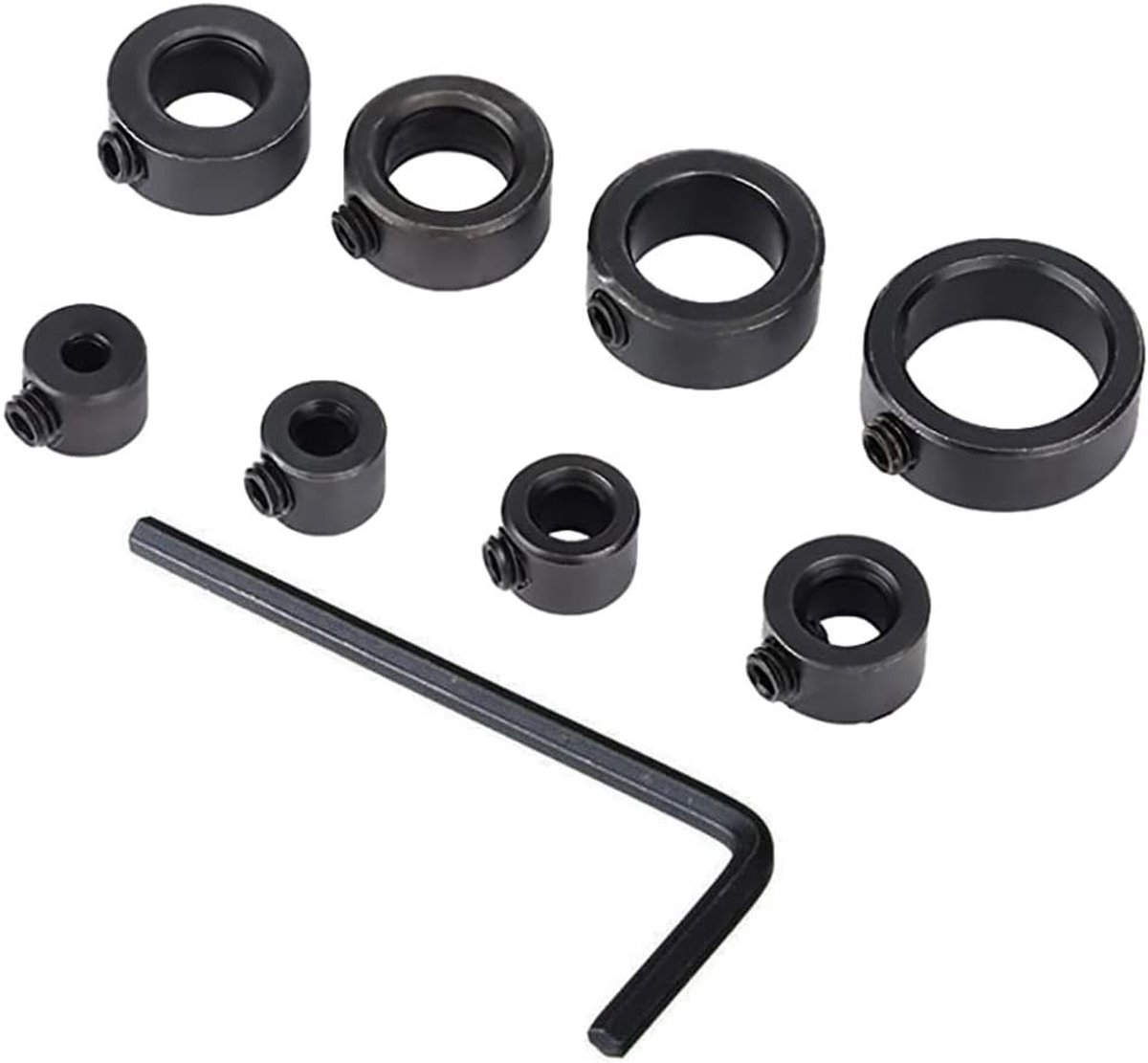 Set van 9 booraccessoires met diepte-stop, ringboor en kraag voor precisiebewerking van 3-16 mm