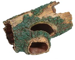 Holle boomstam van kunsthars voor aquariums - Kunstmatige grot voor aquariumdecoratie - Decoratie voor reptielentanks - Aquariumdecoratie - Reptielenschuilplaats - Geschikt voor hagedissen, slangen, vissen, schildpadden, enz. - Bruin, groen