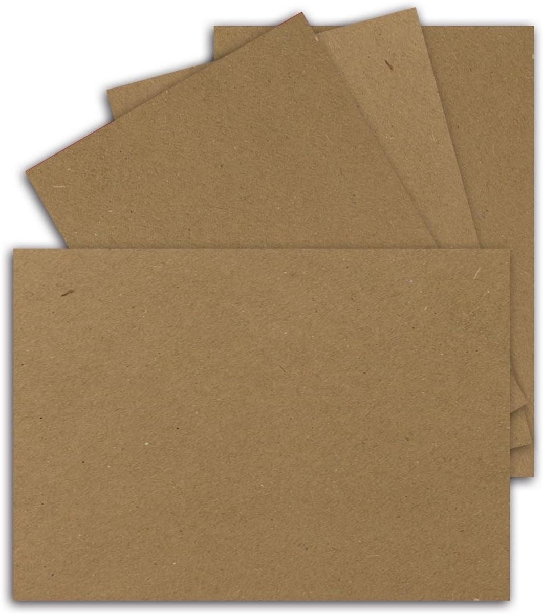 Enkele kaarten DIN A6 - Ansichtkaarten Kraftpapier - Wenskaarten maken - 100% gerecycled materiaal - 105 x 148 cm - Zandbruin