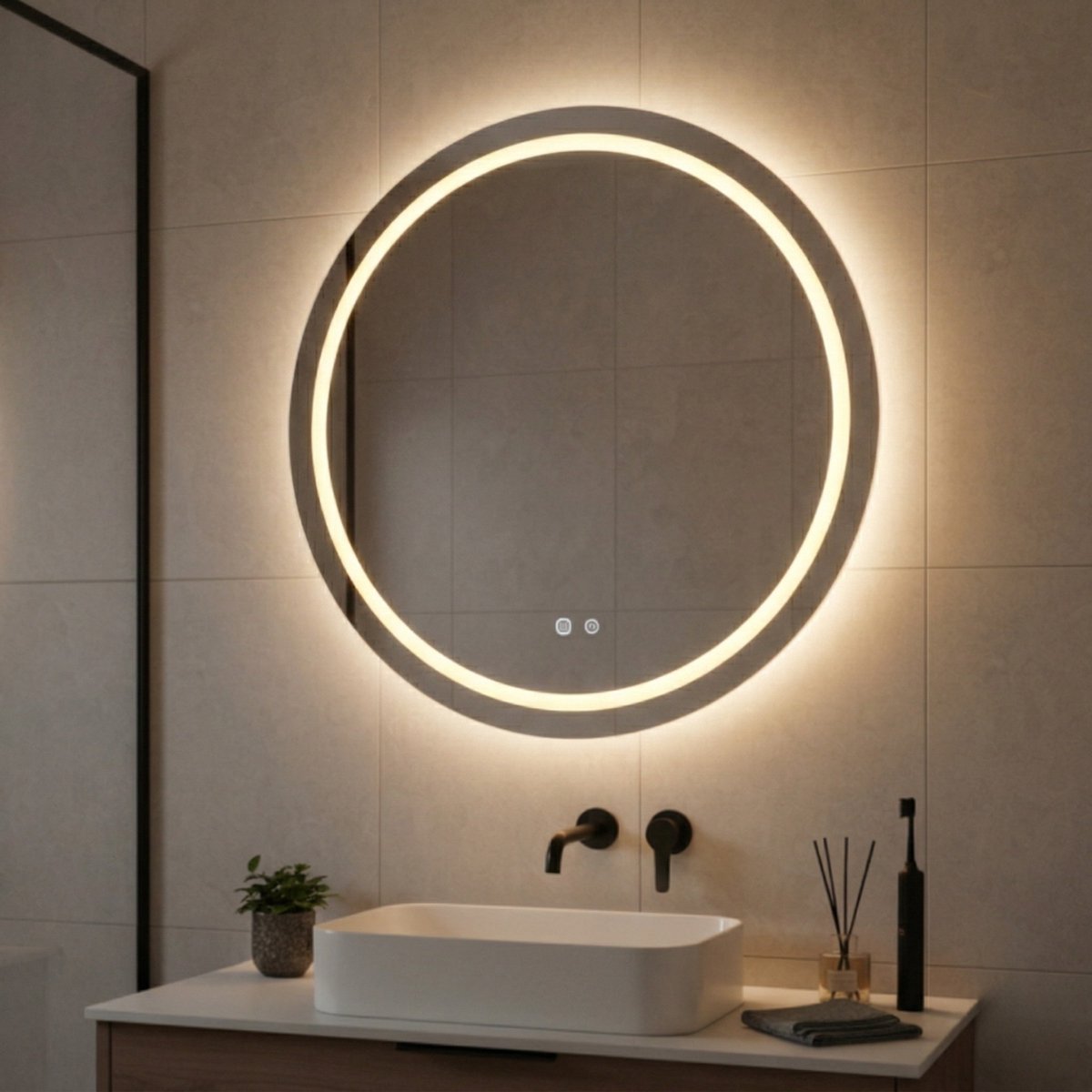 Trendy Meije® Loft Badkamerspiegel met LED Verlichting - Rond - 60 cm - Anti-Condens