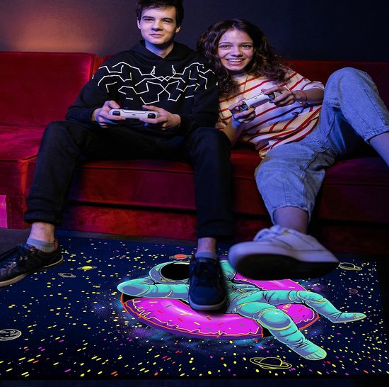 Astronauten Tapijt - Glow in the dark vloerkleed - Kinderkamer decoratie - UV reactief ontwerp - 120 x 180 cm — afbeelding 5