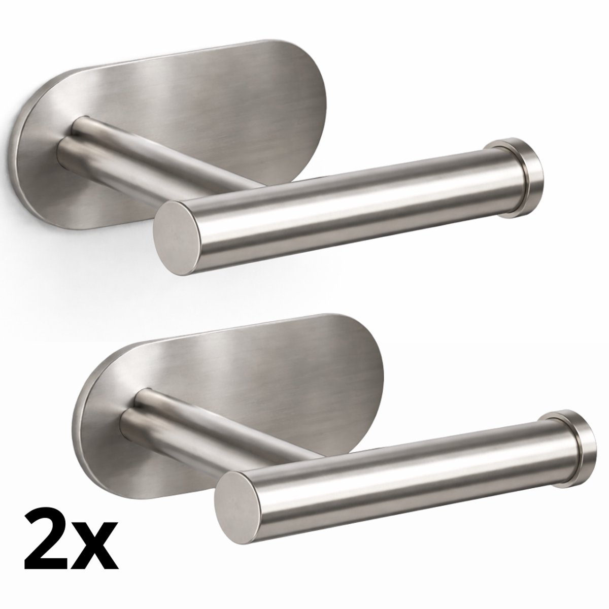 WC rolhouder zelfklevend - 2 Stuks - Toiletrolhouder - WC Papier Houder - Zilverkleurig - RVS