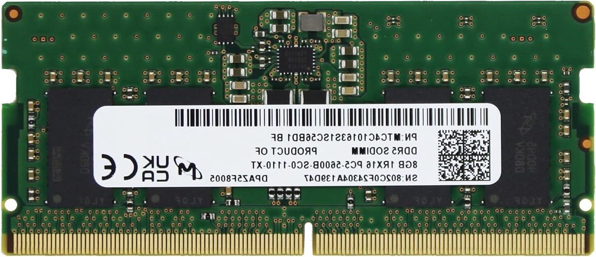 DDR5 RAM Module - Geheugenmodule Laptop - Systeem Upgrade - Niet-ECC SODIMM - 8 GB - Groen