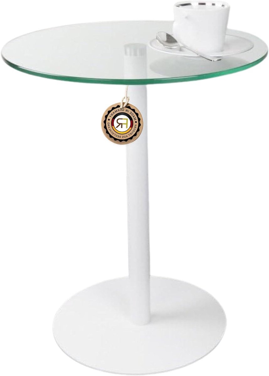 Bijzettafel Rond - Salontafel Bloementafel - Woonkamer Decoratie - Mat Witte Poedercoating - Ø40 x 60cm - Wit