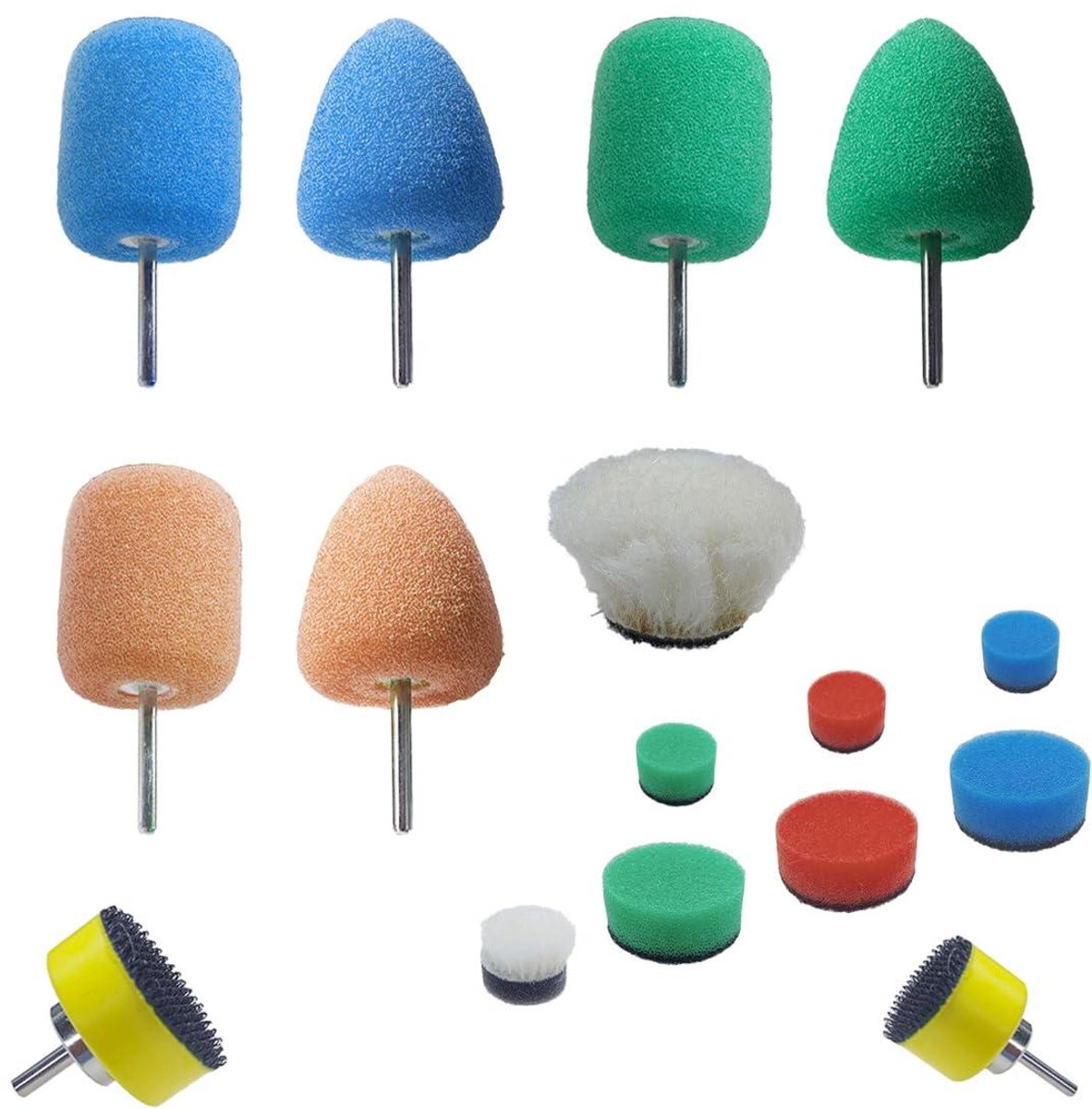 Mini Polijstpads Kit - Detail Spons Pads - Krappe Ruimtes Reinigen - Verschillende Hardheden - 1.5 Inch Dikte - Geel