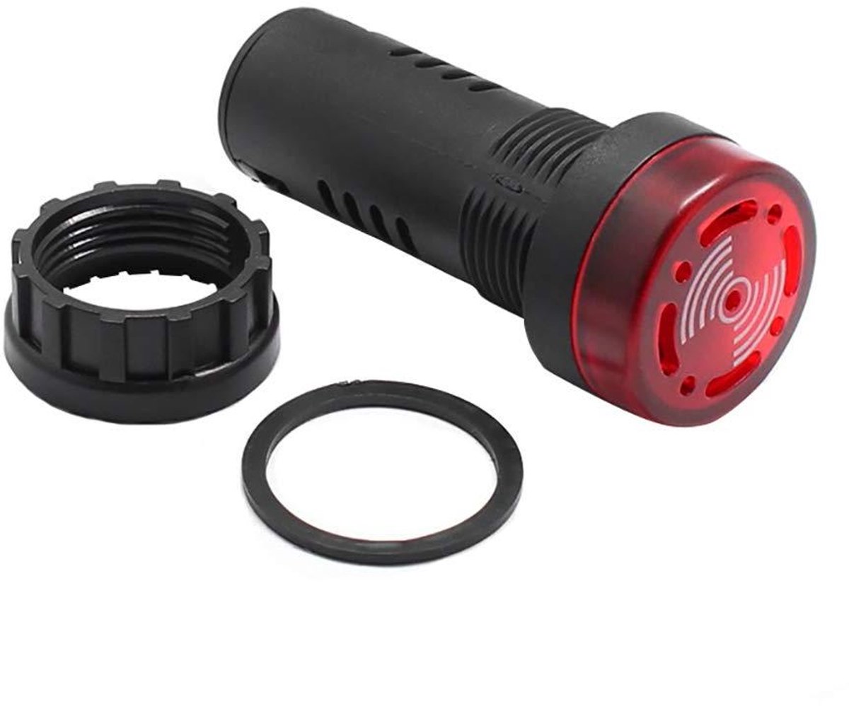 Knipperlicht met Buzzer - Alarmlicht Geluidssignaal - Paneel Waarschuwing - Hoge Helderheid Luide Zoemer - 22mm Paneelmontage - Rood