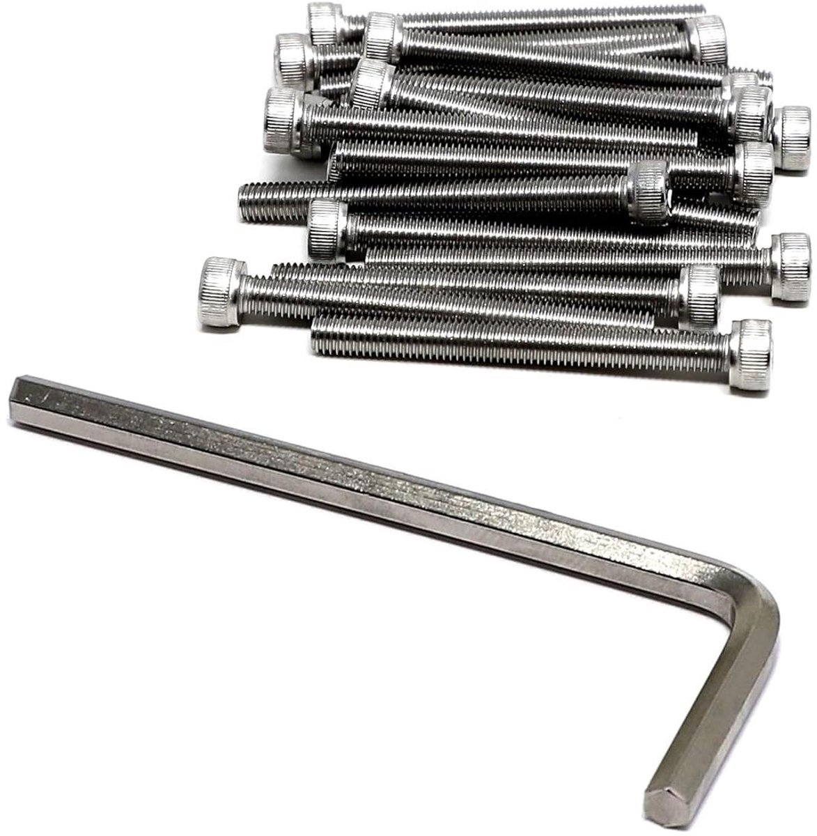Binnenzeskantschroeven - Inbusbouten Schroefset - Bevestigen van onderdelen - Roestvrij staal 304 - M5 x 50 mm - Zilverkleurig