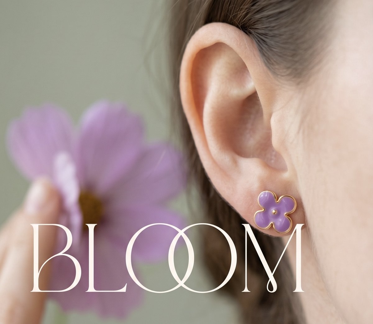 Vibe - Bloom - paars - oorsteker - juweel - geschenk - feestdagen