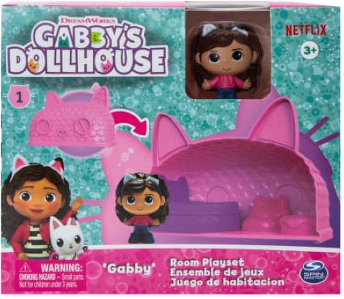 Gabby’s Dollhouse - Gabby Kamer Speelset - Poppenhuis Speelgoed met Accessoires - Fantasierijk Spelen voor Peuters en Kleuters - Geschikt voor Kinderen vanaf 3 Jaar met originele Gabby figuur en herkenbare details uit de populaire Netflix serie show!