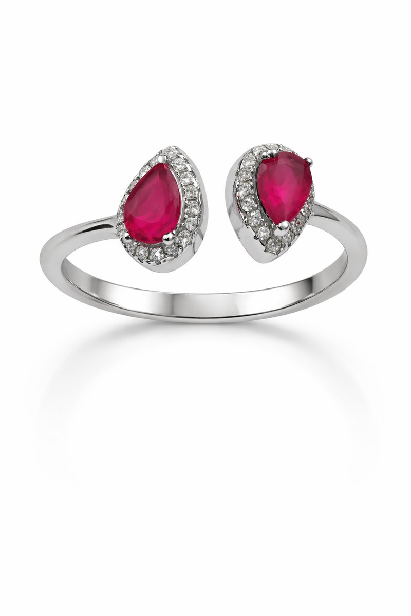 N3 Collecties 925 Zilveren Sieraden Rood Zirkoon Open Vinger Ring Voor Vrouwen