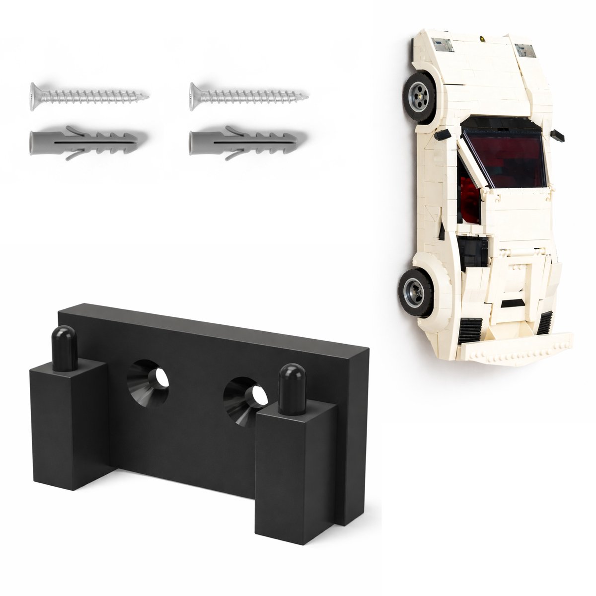 YUOM. Muurbeugel geschikt voor LEGO Technic 10337 Lamborghini Countach – Incl. Schroeven & Pluggen - Zwart