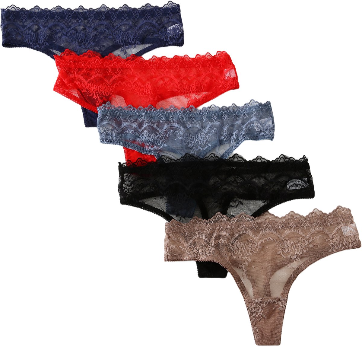 Emilie collection - ondergoed - string - kant - multipack 5 stuks
