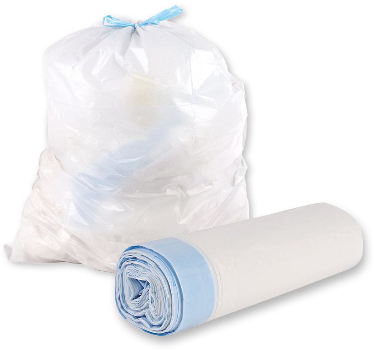Vuilniszakken 30L met Trekband – 25 stuks – HDPE – Wit – Sterk & Lekdicht