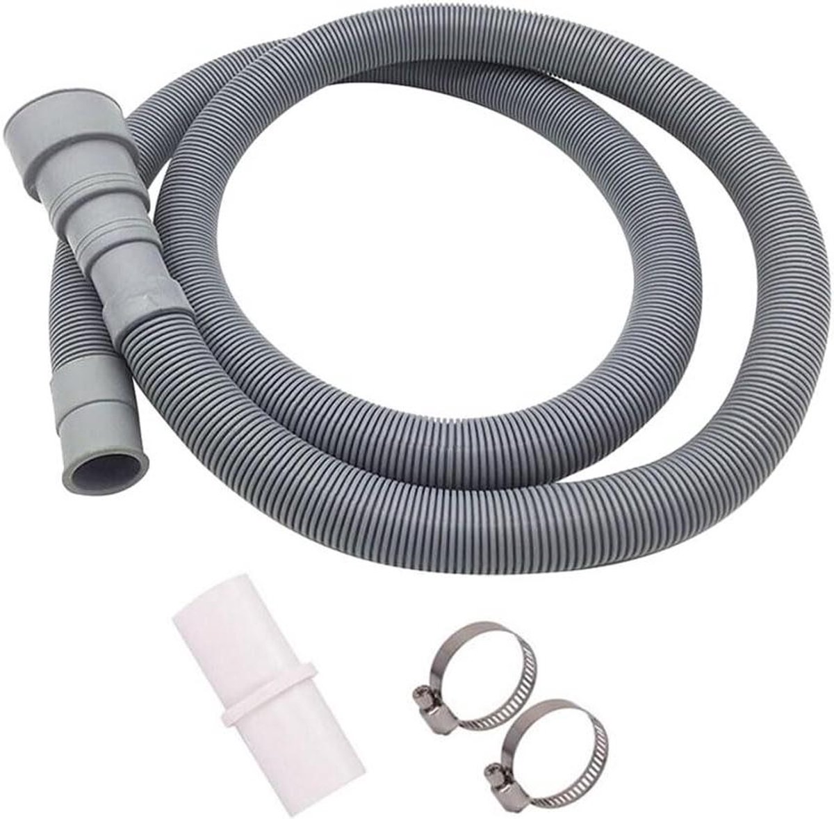 Afvoerslang Uitbreidingsset - Verlengslang Wasmachine Vaatwasser - Apparatuur Plaatsen - Universele Pasvorm - 200 cm - Grijs