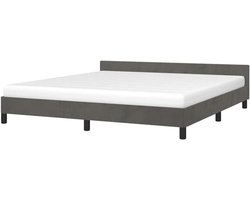 Bedframe met hoofdeinde - Ledikant tweepersoons - Goede nachtrust - Zacht fluweel - 180x200 cm - Donkergrijs