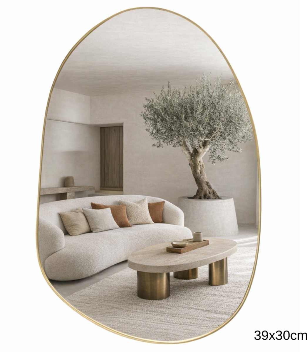 MISOU Spiegel - Organische Vorm - Goud - 30x39cm - Wandspiegel - Wanddecoratie - Miroir Mural - NOVA