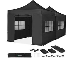 VONROC Partytent – 6x3 m – Premium easy-up Partytent - Set incl. 2x Tent, Zijwanden en Koppel-systeem - Modulair Ontwerp – Opvouwbaar – Waterdicht – Stalen Frame - 50+ UV Bescherming - Incl. Opbergtassen – Zwart