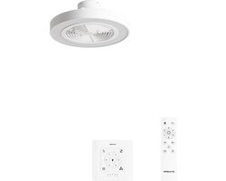 CREATE - Stille plafondventilator 40W Ø50 cm met verborgen bladen en LED-verlichting - S - Met licht - Controller voor wandmontage - WIND CLEAR EASY