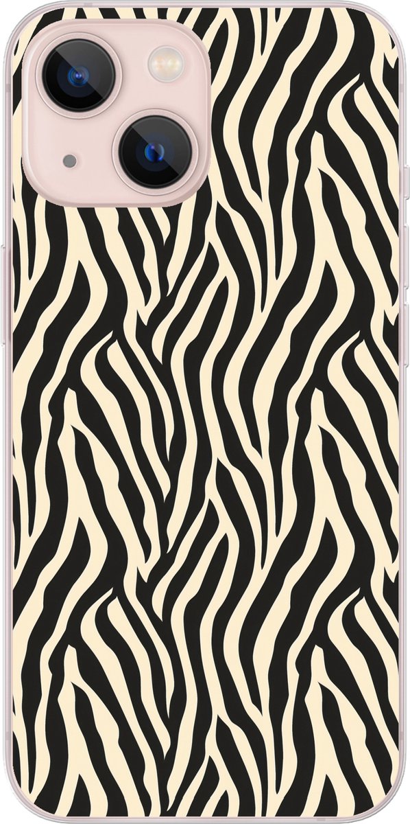 Telefoonhoesje Geschikt voor iPhone 13 mini hoesje - Zebra - Print - Klassiek - Zwart - Siliconen Telefoonhoesje Telefoonhoesje