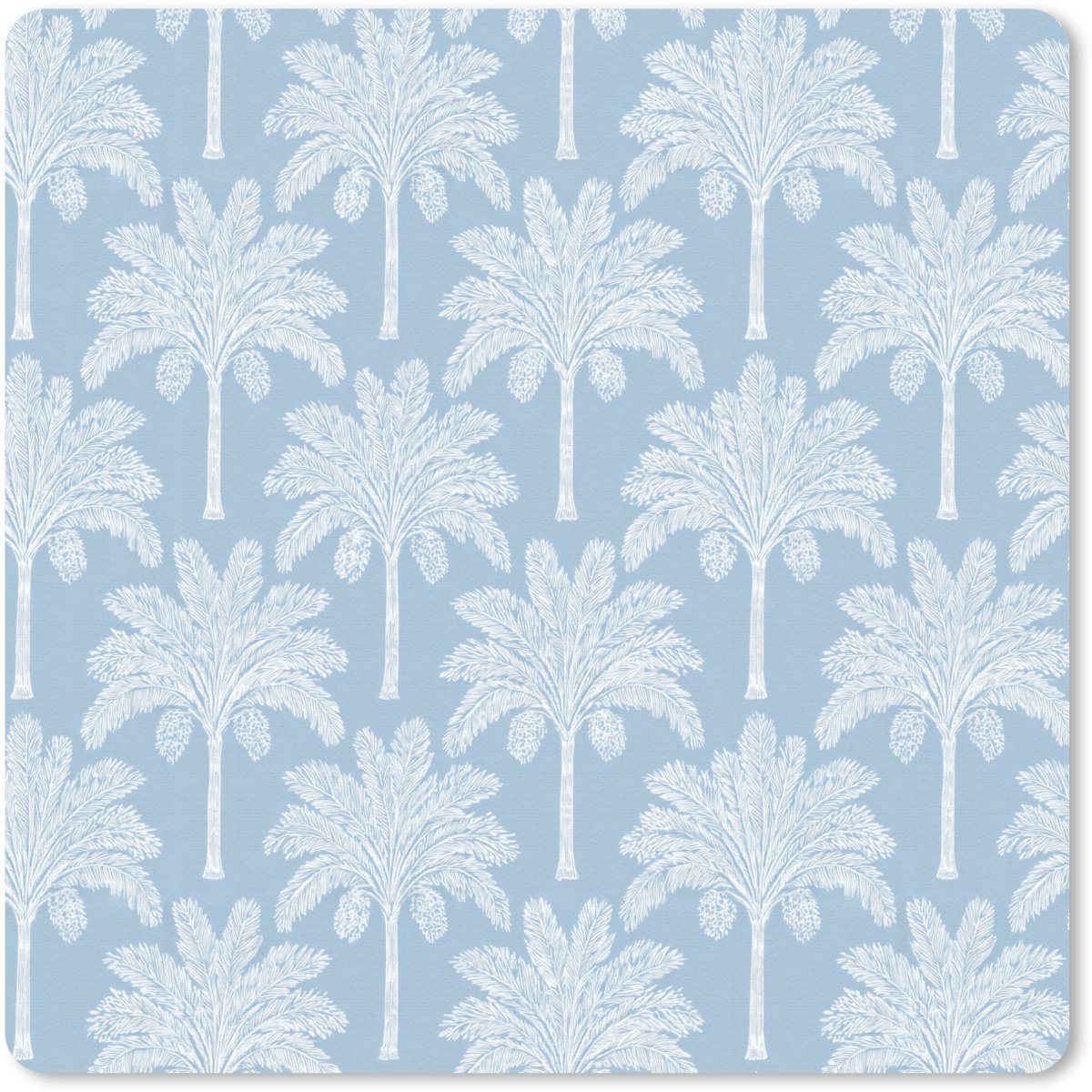 Muismat 20x20 cm - Mousepad Palmboom - Modern - Blauw - Muismatten