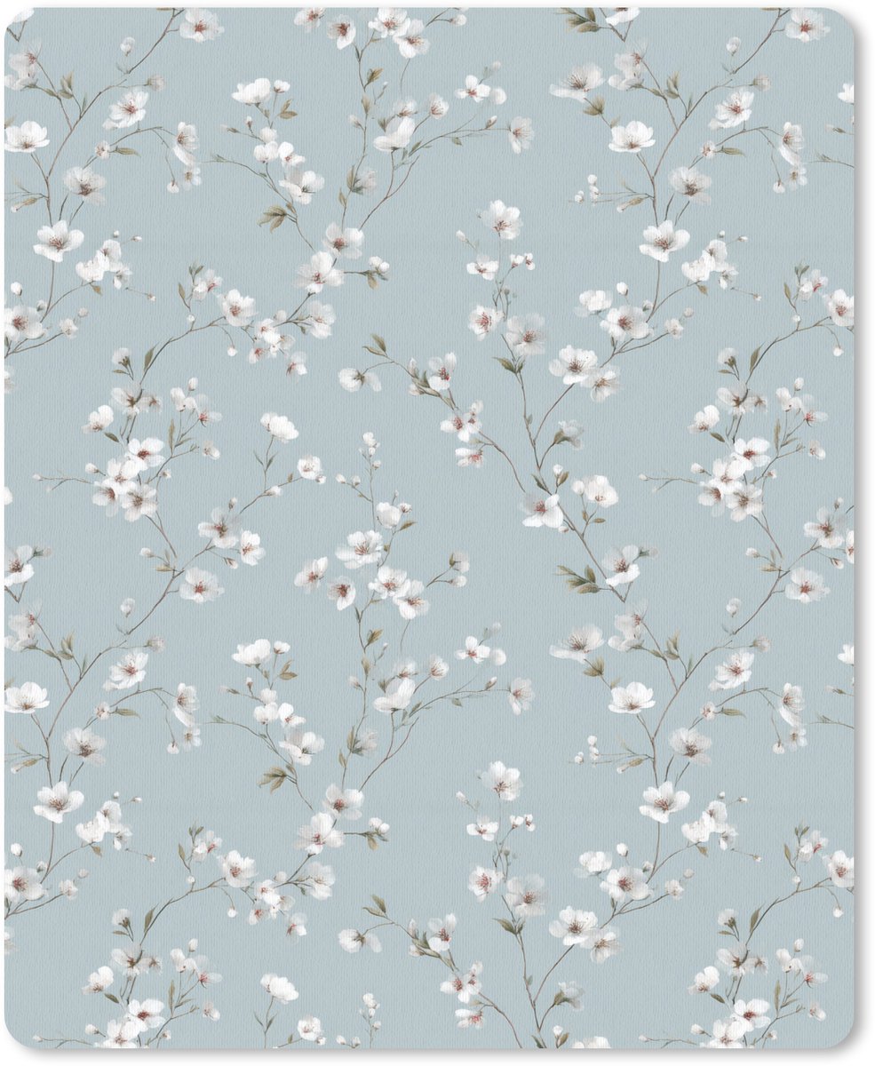 Muismat 12x16 cm - Mousepad Klassiek - Bloemen - Blauw - Muismatten