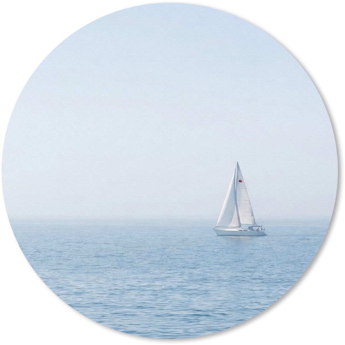Muismat rond 20x20 cm - Mousepad Horizon - Zeilboot - Zee - Ronde muismatten