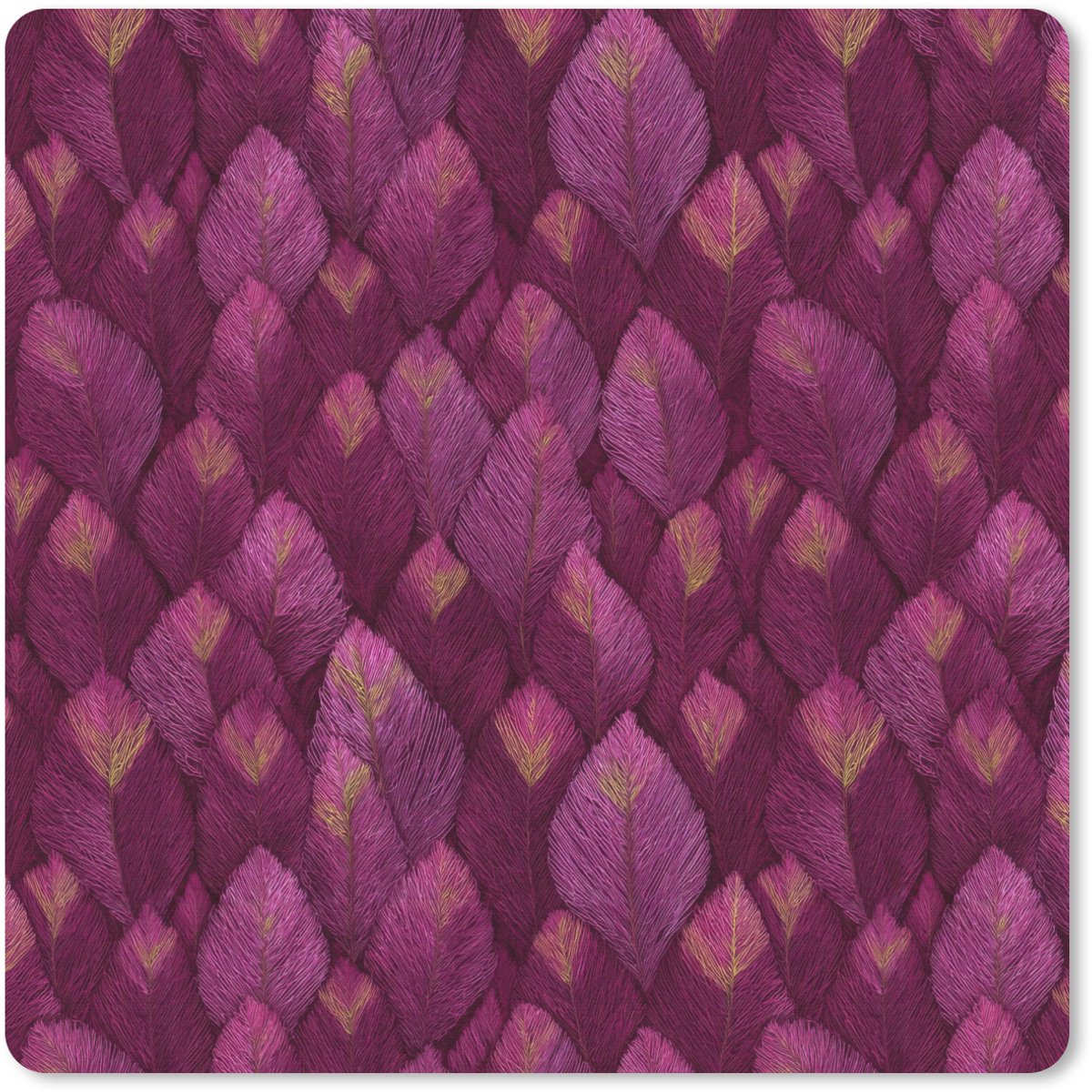 Muismat 20x20 cm - Mousepad Bladeren - Patroon - Burgundy - Muismatten