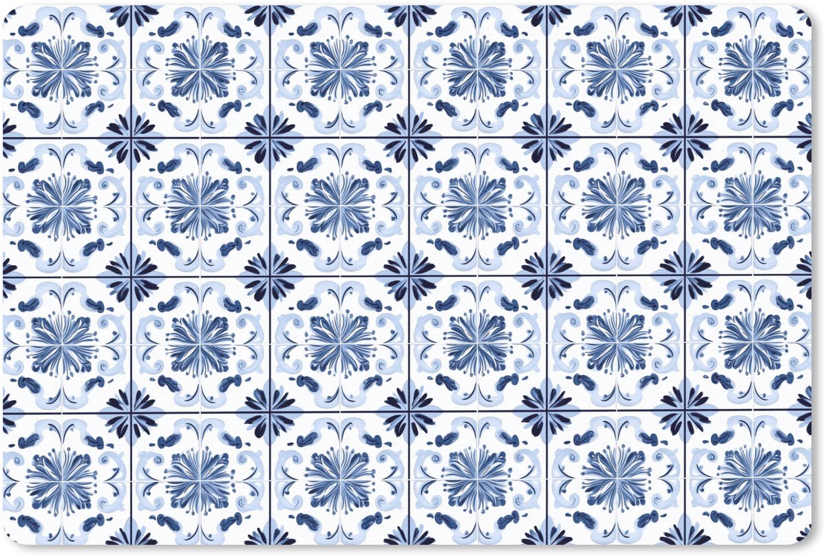 Muismat 13x8 cm - Mousepad Patroon - Tegel - Blauw - Muismatten