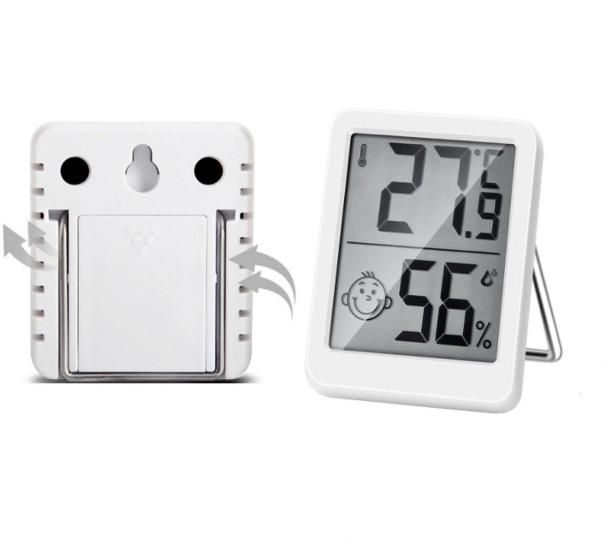 Digitale Thermometer en Hygrometer voor Binnen - Precieze Luchtvochtigheidsmeter met Groot Scherm en Comfortindicator - Compacte Binnenthermometer voor Huis - Babykamer en Kantoor - Wit