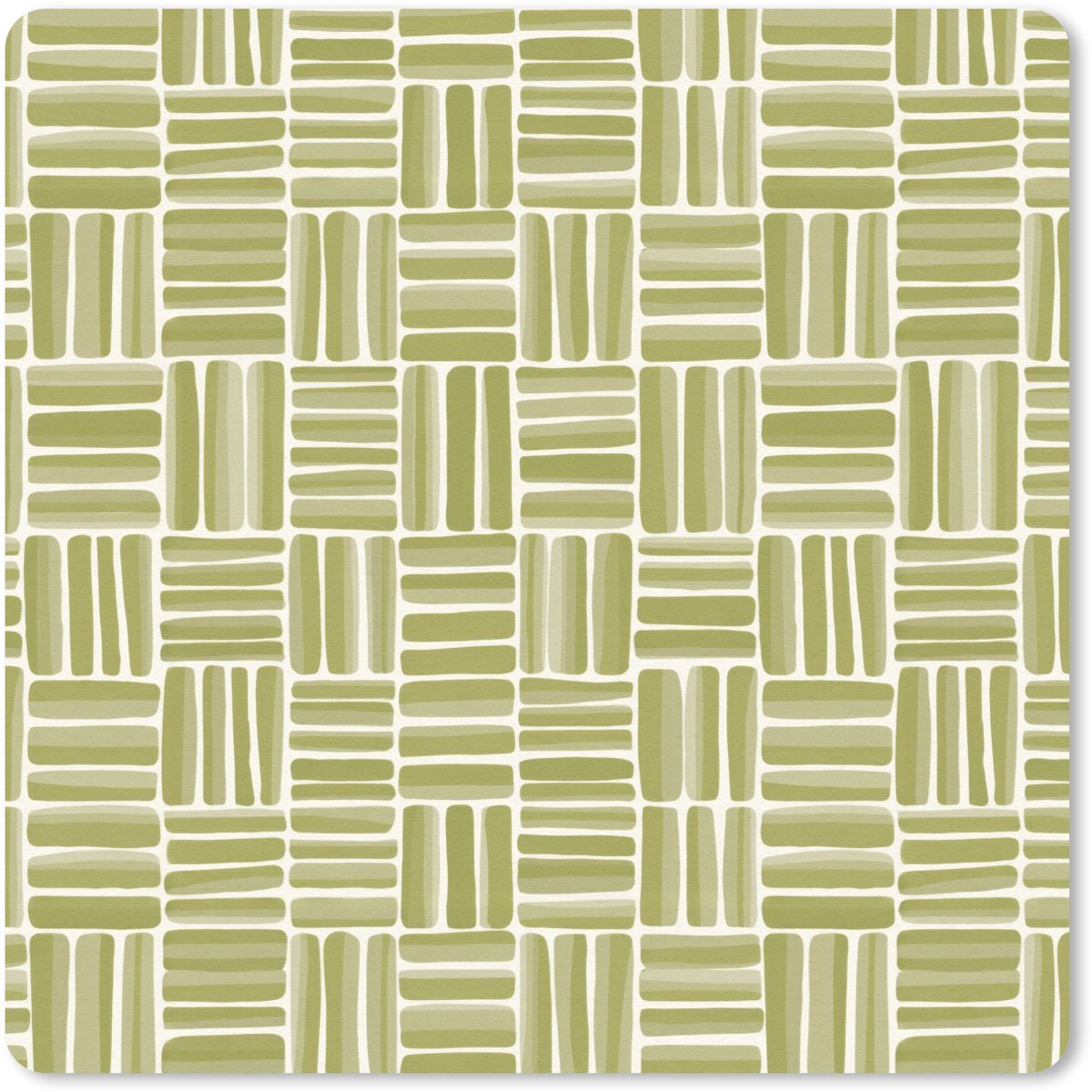 Muismat 20x20 cm - Mousepad Vlecht - Patroon - Groen - Muismatten