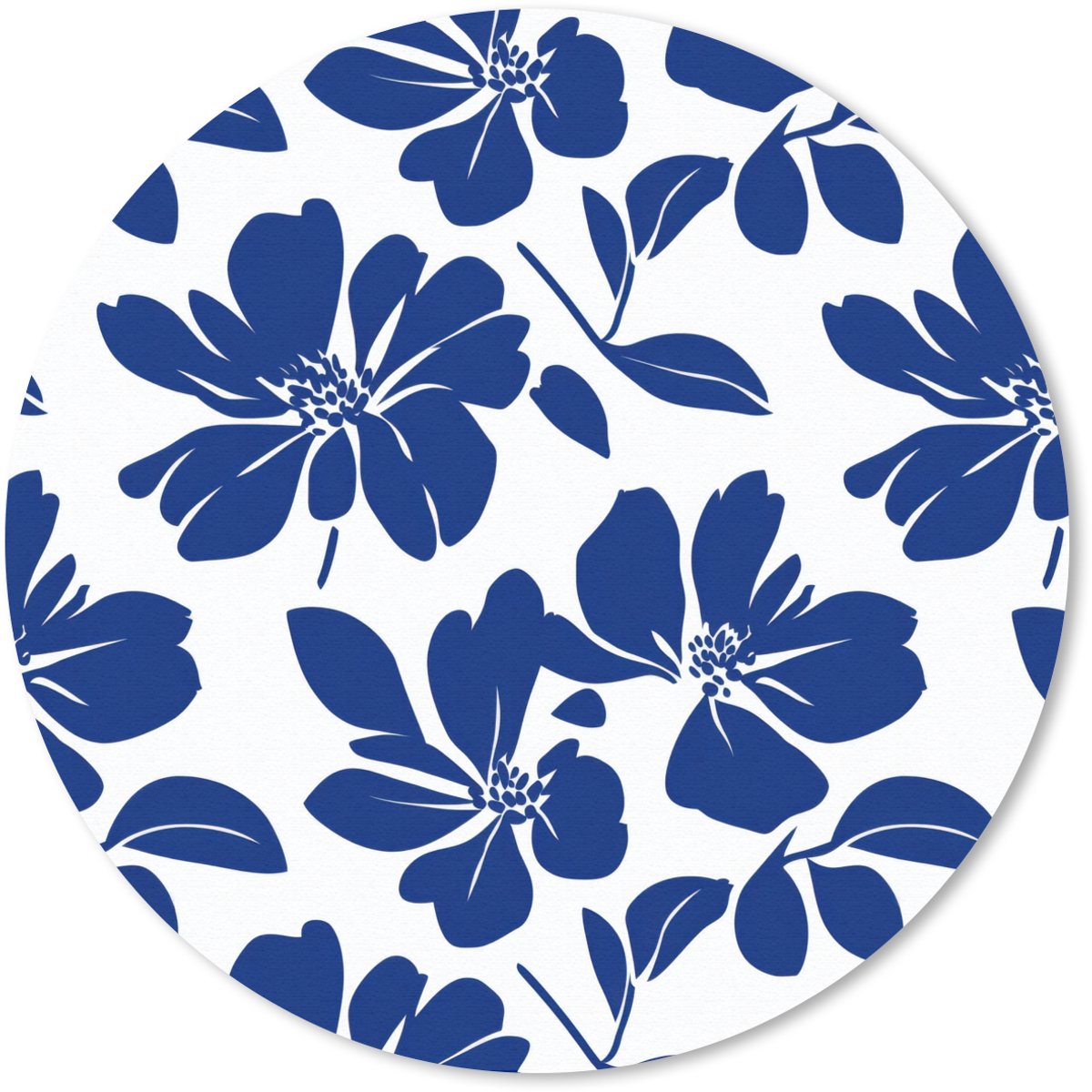 Muismat rond 30x30 cm - Mousepad Floraal - Modern - Blauw - Ronde muismatten