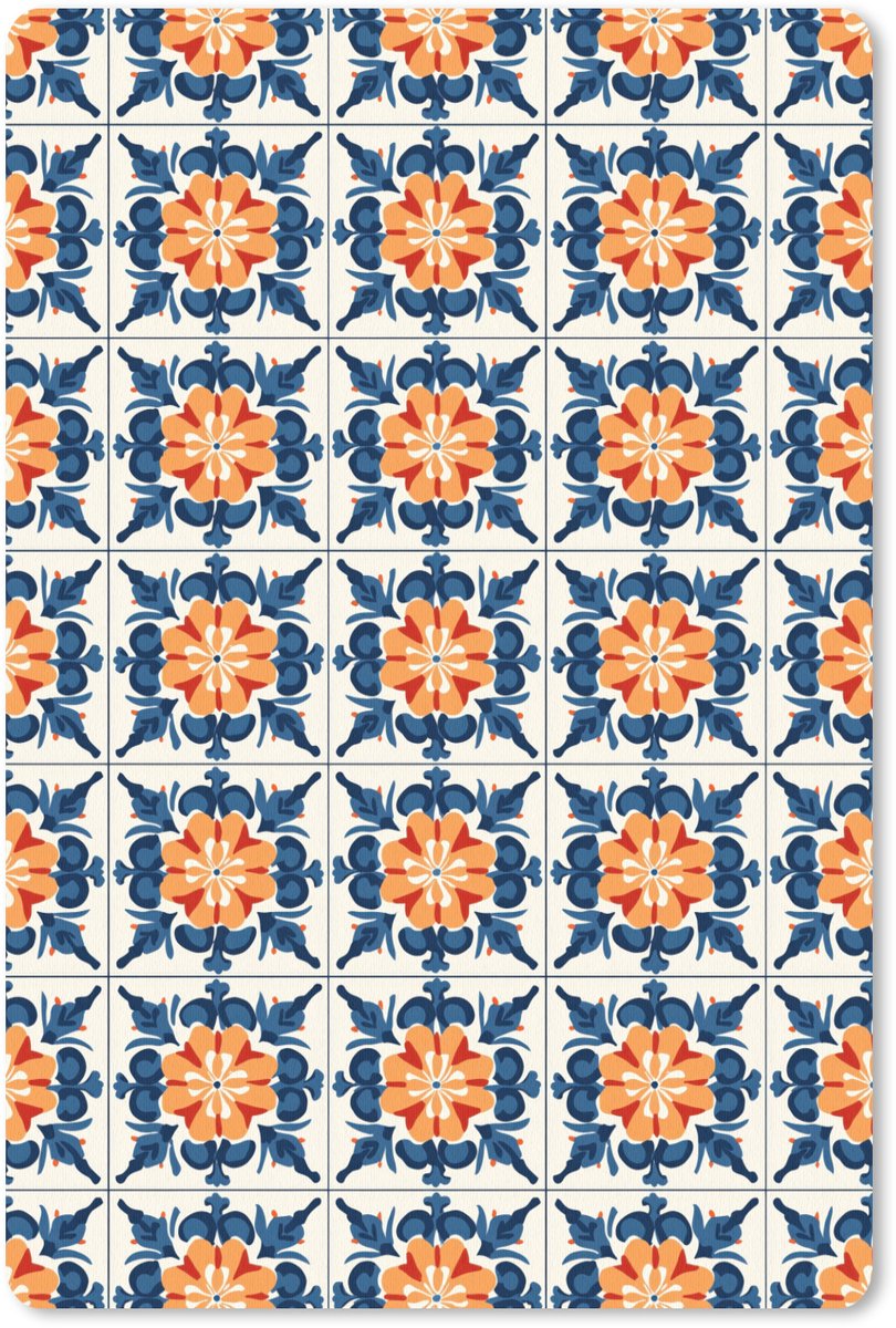 Muismat 13x20 cm - Mousepad Traditioneel - Tegel - Oranje - Muismatten