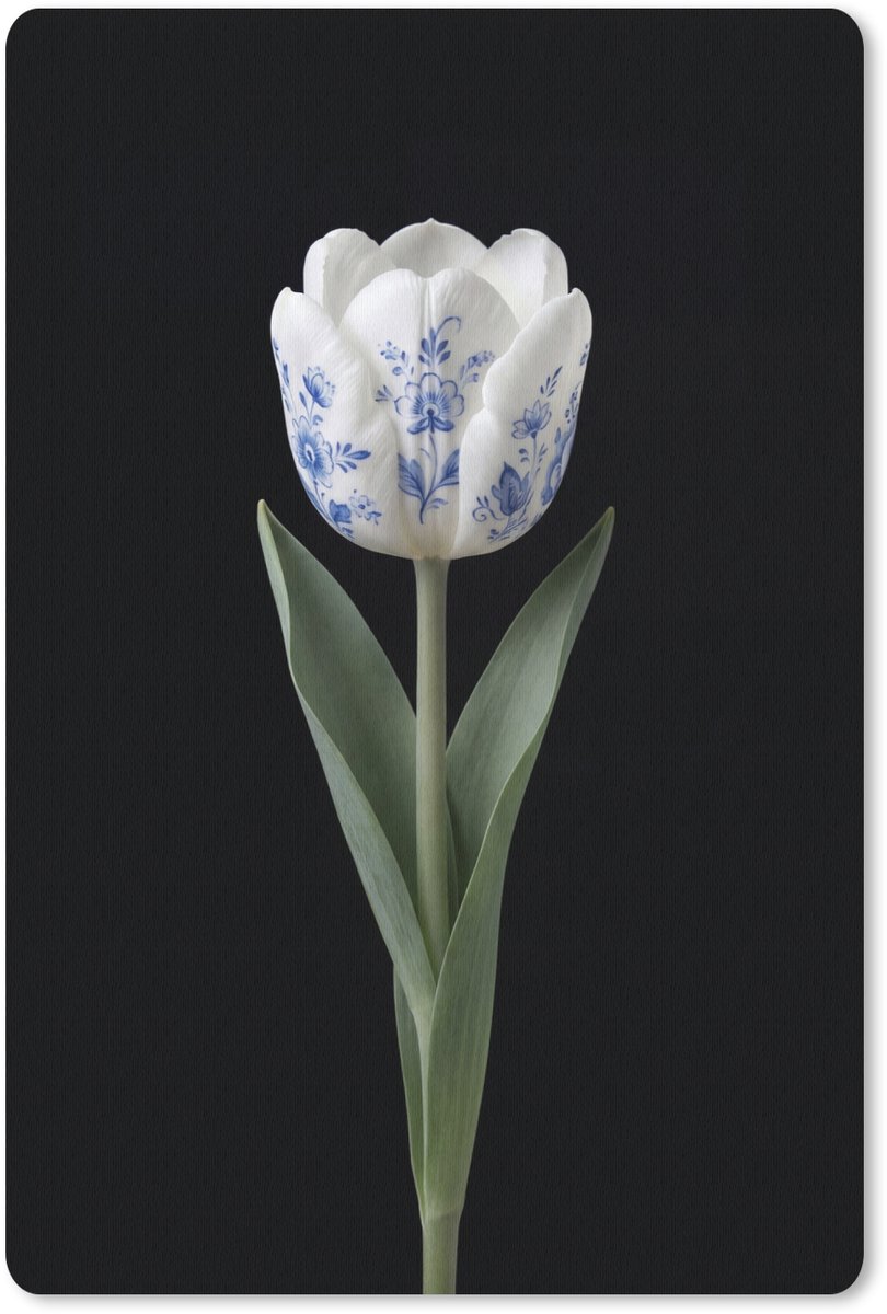 Muismat 13x20 cm - Mousepad Tulp - Patroon - Blauw - Muismatten