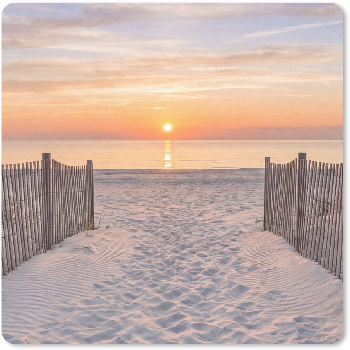 Muismat 20x20 cm - Mousepad Zonsondergang - Strand - Zand - Muismatten