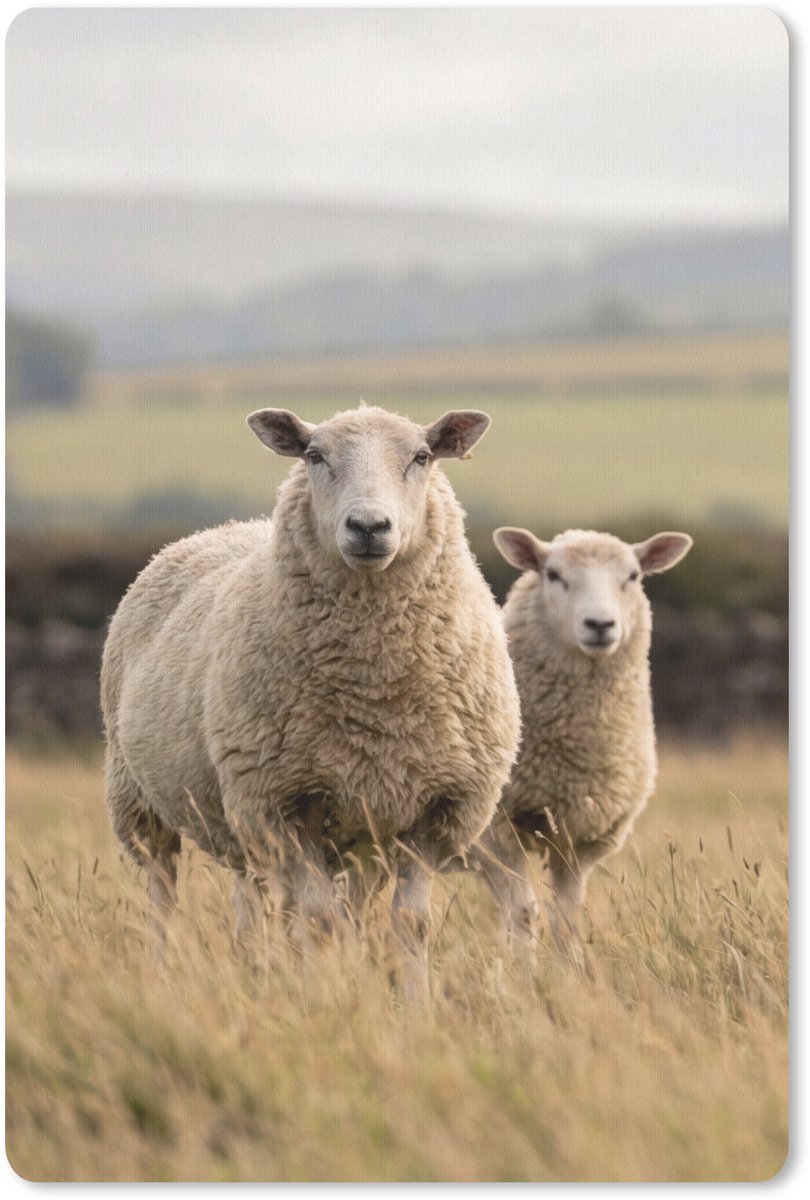 Muismat 13x20 cm - Mousepad Schapen - Weidenlandschap - Heuvels - Muismatten