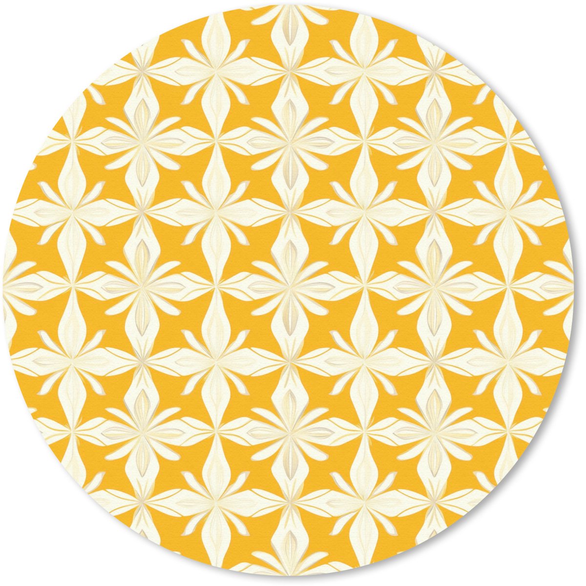 Muismat rond 40x40 cm - Mousepad Patroon - Retro - Geel - Ronde muismatten
