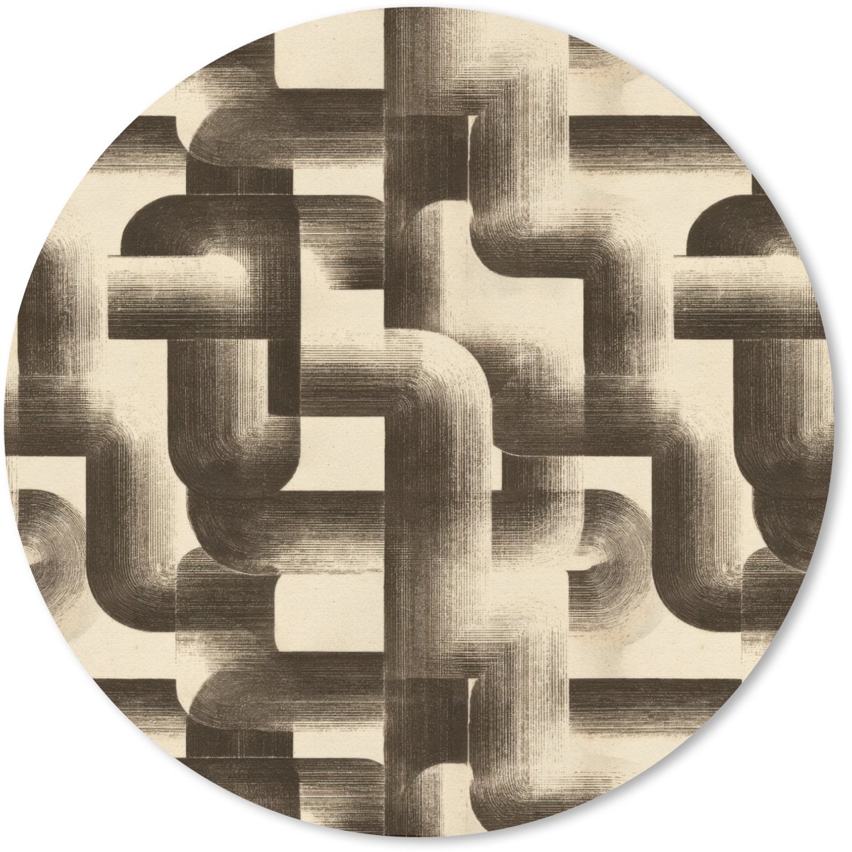 Muismat rond 40x40 cm - Mousepad Abstract - Retro - Zwart - Ronde muismatten